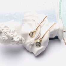 将图片加载到图库查看器,SLUYNZ 925 Sterling Silver Round Eye Dangle Earrings Chain for Women Teen Girls Evil Eye Threader Earrings