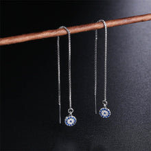 将图片加载到图库查看器,SLUYNZ 925 Sterling Silver Round Eye Dangle Earrings Chain for Women Teen Girls Evil Eye Threader Earrings