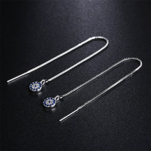 将图片加载到图库查看器,SLUYNZ 925 Sterling Silver Round Eye Dangle Earrings Chain for Women Teen Girls Evil Eye Threader Earrings