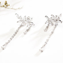 将图片加载到图库查看器,SLUYNZ 925 Sterling Silver Leaves Wrap Earrings Cuff for Women Teens Sparkling CZ Crystals Crawler Earrings Dangling Chain
