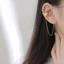 将图片加载到图库查看器,SLUYNZ 925 Sterling Silver Elegant Butterfly Cuff Earrings Chain for Women Teen Girls Butterfly Earrings Crawler Earrings Wrap