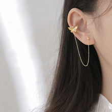 将图片加载到图库查看器,SLUYNZ 925 Sterling Silver Elegant Butterfly Cuff Earrings Chain for Women Teen Girls Butterfly Earrings Crawler Earrings Wrap