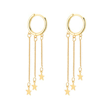 将图片加载到图库查看器,SLUYNZ 925 Sterling Silver Star Hoop Earrings for Women Teen Girls Star Dangle Earrings Hoop Tassel