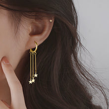 将图片加载到图库查看器,SLUYNZ 925 Sterling Silver Star Hoop Earrings for Women Teen Girls Star Dangle Earrings Hoop Tassel