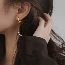 将图片加载到图库查看器,SLUYNZ 925 Sterling Silver Star Hoop Earrings for Women Teen Girls Star Dangle Earrings Hoop Tassel