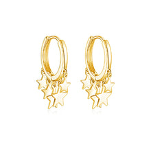 Load image into Gallery viewer, SLUYNZ 925 Sterling Silver Star Hoop Earrings for Women Teen Girls Shiny Star Earrings Hoop
