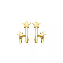 将图片加载到图库查看器,SLUYNZ 925 Sterling Silver Double Star Cuff Earrings Piecings for Women Teen Girls Star Wrap Earrings Studs