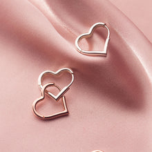 Load image into Gallery viewer, SLUYNZ 925 Sterling Silver 1.6CM Heart Hoop Earrings for Women Teen Girls Sweet Love Heart Earrings Drop
