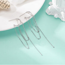将图片加载到图库查看器,SLUYNZ 925 Sterling Silver Huggie Stud Earrings Dangle Earrings Tassel for Women Teen Girls Elegant Dangle Earrings