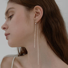 Load image into Gallery viewer, SLUYNZ 925 Sterling Silver Star Long Dangle Earrings Chain for Women Teen Girls Line Earrings Tassel Chain