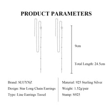 Load image into Gallery viewer, SLUYNZ 925 Sterling Silver Star Long Dangle Earrings Chain for Women Teen Girls Line Earrings Tassel Chain