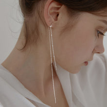 Load image into Gallery viewer, SLUYNZ 925 Sterling Silver Star Long Dangle Earrings Chain for Women Teen Girls Line Earrings Tassel Chain