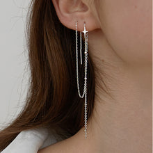 Load image into Gallery viewer, SLUYNZ 925 Sterling Silver Star Long Dangle Earrings Chain for Women Teen Girls Line Earrings Tassel Chain