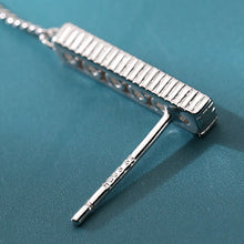 将图片加载到图库查看器,SLUYNZ 925 Sterling Silver CZ Bar Studs 6.4inch Long Chain Earrings Dangle for Women Teen Girls Asymmetric Tassel Earrings Chain Backs