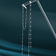 将图片加载到图库查看器,SLUYNZ 925 Sterling Silver CZ Bar Studs 6.4inch Long Chain Earrings Dangle for Women Teen Girls Asymmetric Tassel Earrings Chain Backs