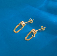 Load image into Gallery viewer, SLUYNZ 925 Sterling Silver Chain Studs Earrings for Women Teen Girls Minimalist Earrings Studs