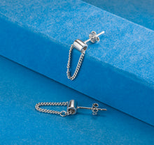 Load image into Gallery viewer, SLUYNZ 925 Sterling Silver Chain Studs Earrings for Women Teen Girls Minimalist Earrings Studs