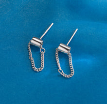 Load image into Gallery viewer, SLUYNZ 925 Sterling Silver Chain Studs Earrings for Women Teen Girls Minimalist Earrings Studs
