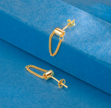 Load image into Gallery viewer, SLUYNZ 925 Sterling Silver Chain Studs Earrings for Women Teen Girls Minimalist Earrings Studs