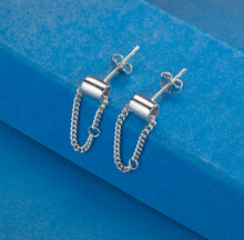 Load image into Gallery viewer, SLUYNZ 925 Sterling Silver Chain Studs Earrings for Women Teen Girls Minimalist Earrings Studs