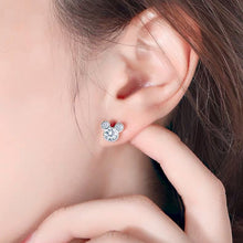 将图片加载到图库查看器,SLUYNZ Mouse Earrings for Women Teen Girls 925 Sterling Silver Crystals Mouse Studs Earrings