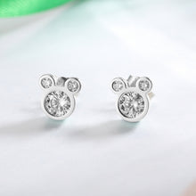 将图片加载到图库查看器,SLUYNZ Mouse Earrings for Women Teen Girls 925 Sterling Silver Crystals Mouse Studs Earrings
