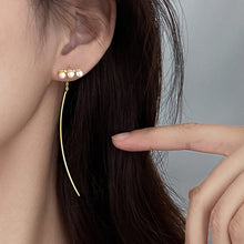 将图片加载到图库查看器,SLUYNZ 925 Sterling Silver Pearl Threader Earring Chain for Women Teen Girls Curve Dangle Earring Tassel Ear Line