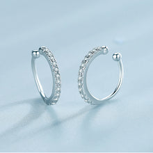 将图片加载到图库查看器,SLUYNZ Sterling Silver CZ Clip On Ears Cuff Earrings for Women No Piercing Cartilage Earrings