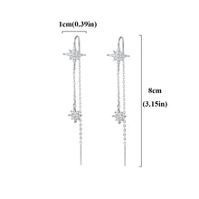 Load image into Gallery viewer, SLUYNZ 925 Sterling Silver Shiny Stars Dangle Earrings for Womens Girls Long Threader Earrings Chain Tassel Earrings