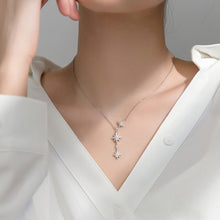 将图片加载到图库查看器,SLUYNZ CZ Star Y Necklace for Women Teen Girls 925 Sterling Silver Star Choker Necklace Chain Pendant Necklace