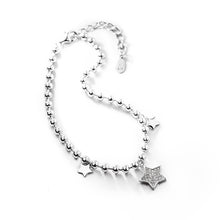 将图片加载到图库查看器,SLUYNZ Star Bracelet for Women Teen Girls Sterling Silver Adjustable CZ Star Link Bracelet