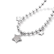将图片加载到图库查看器,SLUYNZ Star Bracelet for Women Teen Girls Sterling Silver Adjustable CZ Star Link Bracelet