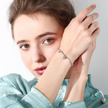 将图片加载到图库查看器,SLUYNZ Star Bracelet for Women Teen Girls Sterling Silver Adjustable CZ Star Link Bracelet