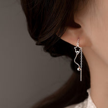 将图片加载到图库查看器,SLUYNZ 925 Sterling Silver Star Earrings Dangle Chain for Women Teen Girls Threader Tassel Earrings Stars Lie Earring Ball Earrings Wave