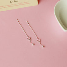将图片加载到图库查看器,SLUYNZ 925 Sterling Silver Star Earrings Dangle Chain for Women Teen Girls Threader Tassel Earrings Stars Lie Earring Ball Earrings Wave