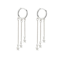 将图片加载到图库查看器,SLUYNZ 925 Sterling Silver Star Hoop Earrings for Women Teen Girls Star Dangle Earrings Hoop Tassel