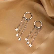 将图片加载到图库查看器,SLUYNZ 925 Sterling Silver Star Hoop Earrings for Women Teen Girls Star Dangle Earrings Hoop Tassel