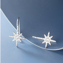 Load image into Gallery viewer, SLUYNZ Sparkling Star Drop Earrings for Women Teen Girls 925 Sterling Silver CZ Star Hook Earrings