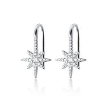 Load image into Gallery viewer, SLUYNZ Sparkling Star Drop Earrings for Women Teen Girls 925 Sterling Silver CZ Star Hook Earrings