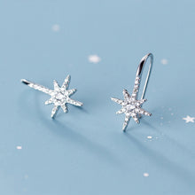 Load image into Gallery viewer, SLUYNZ Sparkling Star Drop Earrings for Women Teen Girls 925 Sterling Silver CZ Star Hook Earrings