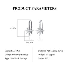 Load image into Gallery viewer, SLUYNZ Sparkling Star Drop Earrings for Women Teen Girls 925 Sterling Silver CZ Star Hook Earrings
