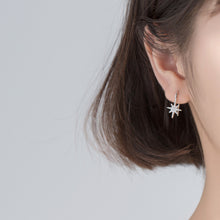 Load image into Gallery viewer, SLUYNZ Sparkling Star Drop Earrings for Women Teen Girls 925 Sterling Silver CZ Star Hook Earrings