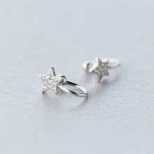 将图片加载到图库查看器,SLUYNZ 925 Sterling Silver CZ Star Cuff Earrings for Women Teen Girls Clip On Ears No Piercing Cartilage Earrings