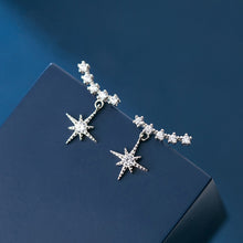 将图片加载到图库查看器,SLUYNZ Sparkling Star Drop Earrings for Women Teen Girls Sterling Silver Star Wrap Earrings Studs