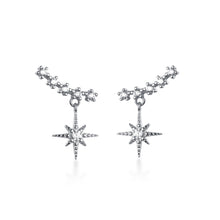将图片加载到图库查看器,SLUYNZ Sparkling Star Drop Earrings for Women Teen Girls Sterling Silver Star Wrap Earrings Studs