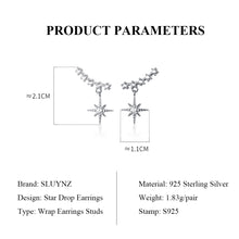 将图片加载到图库查看器,SLUYNZ Sparkling Star Drop Earrings for Women Teen Girls Sterling Silver Star Wrap Earrings Studs