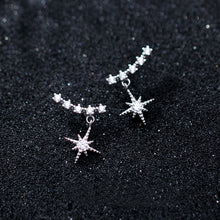 将图片加载到图库查看器,SLUYNZ Sparkling Star Drop Earrings for Women Teen Girls Sterling Silver Star Wrap Earrings Studs