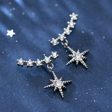 将图片加载到图库查看器,SLUYNZ Sparkling Star Drop Earrings for Women Teen Girls Sterling Silver Star Wrap Earrings Studs