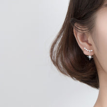 将图片加载到图库查看器,SLUYNZ Sparkling Star Drop Earrings for Women Teen Girls Sterling Silver Star Wrap Earrings Studs