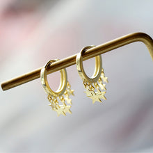 Load image into Gallery viewer, SLUYNZ 925 Sterling Silver Star Hoop Earrings for Women Teen Girls Shiny Star Earrings Hoop